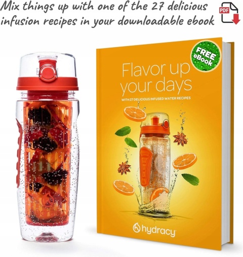 BUTELKA NA WODĘ BIDON z koszykiem na owoce sportowa 900 ml + ebook