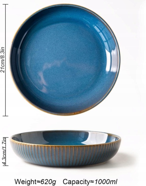 CSYY TALERZ GŁĘBOKI ZESTAW 4 SZTUK CERAMICZNY granatowy duży do zup