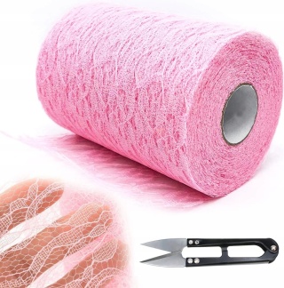 KORONKA DEKORACYJNA RÓŻOWA materiał ślub DIY 15cm x22m do prezentów na stół