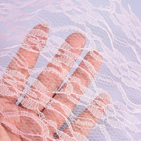 KORONKA DEKORACYJNA RÓŻOWA materiał ślub DIY 15cm x22m do prezentów na stół