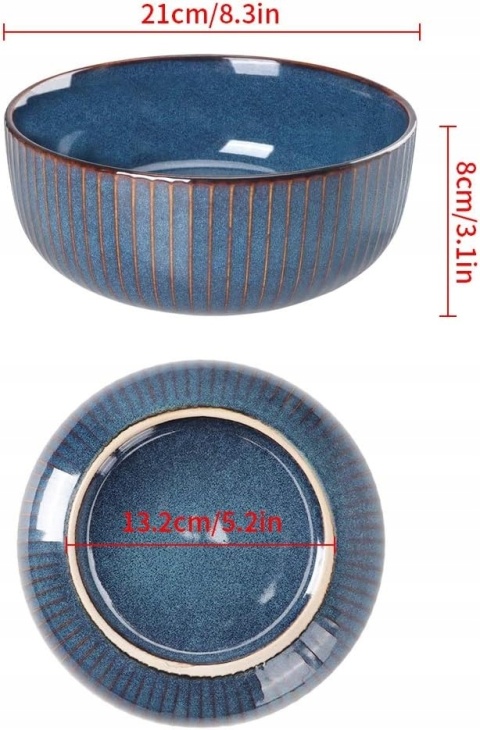 MISKA PORCELANOWA GRANATOWA do sałatek makaronu zup stołowa 21 cm 1800 ml
