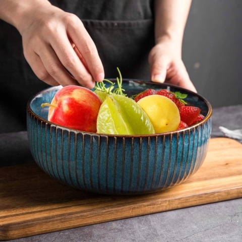 MISKA PORCELANOWA GRANATOWA do sałatek makaronu zup stołowa 21 cm 1800 ml