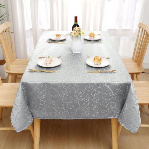 OBRUS SZARY 140 x 100 zestaw 2 sztuk żakardowy wzór elegancki prostokątny