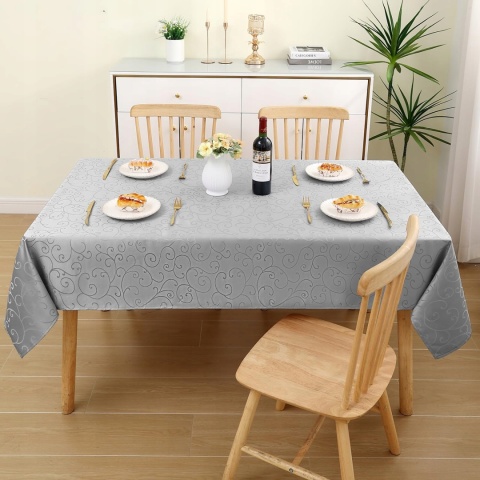 OBRUS SZARY 140 x 100 zestaw 2 sztuk żakardowy wzór elegancki prostokątny