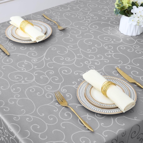 OBRUS SZARY 140 x 100 zestaw 2 sztuk żakardowy wzór elegancki prostokątny