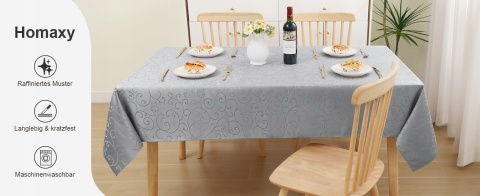 OBRUS SZARY 140 x 100 zestaw 2 sztuk żakardowy wzór elegancki prostokątny
