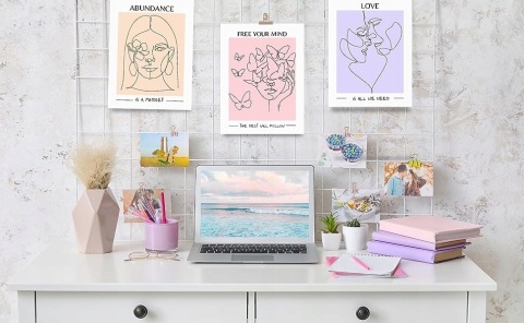 PLAKAT PASTELOWY ZESTAW 6 SZTUK druk na płótnie 20 x25 cm młodzieżowy