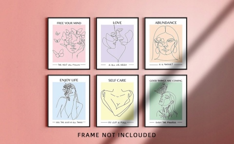 PLAKAT PASTELOWY ZESTAW 6 SZTUK druk na płótnie 20 x25 cm młodzieżowy