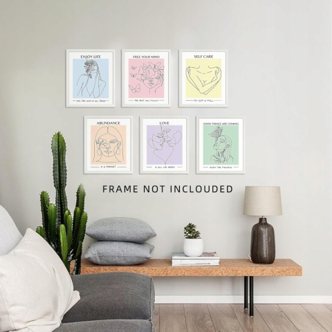 PLAKAT PASTELOWY ZESTAW 6 SZTUK druk na płótnie 20 x25 cm młodzieżowy