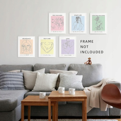 PLAKAT PASTELOWY ZESTAW 6 SZTUK druk na płótnie 20 x25 cm młodzieżowy