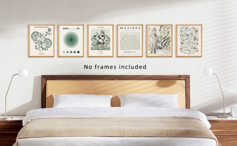 PLAKAT ZESTAW 6 SZTUK druk na płótnie VINTAGE retro zielony 20 x 25 Bauhaus