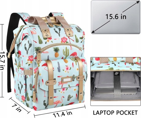PLECAK NA LAPTOPA 15,6' WODOODPORNY MIEJSKI z USB dziewczęcy kolorowy