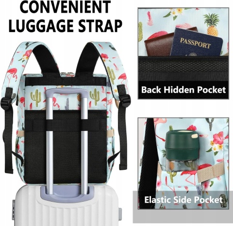 PLECAK NA LAPTOPA 15,6' WODOODPORNY MIEJSKI z USB dziewczęcy kolorowy