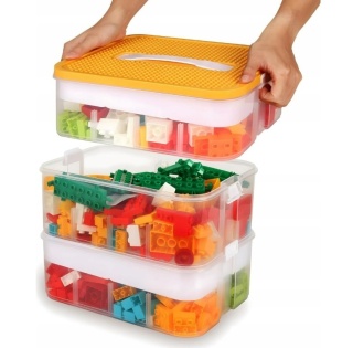 PUDEŁKO POJEMNIK NA LEGO zabawki klocki organizer z przegródkami 3 poziomy