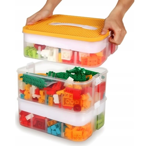 PUDEŁKO POJEMNIK NA LEGO zabawki klocki organizer z przegródkami 3 poziomy