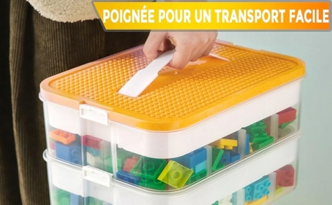 PUDEŁKO POJEMNIK NA LEGO zabawki klocki organizer z przegródkami 3 poziomy