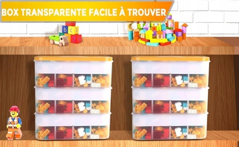 PUDEŁKO POJEMNIK NA LEGO zabawki klocki organizer z przegródkami 3 poziomy