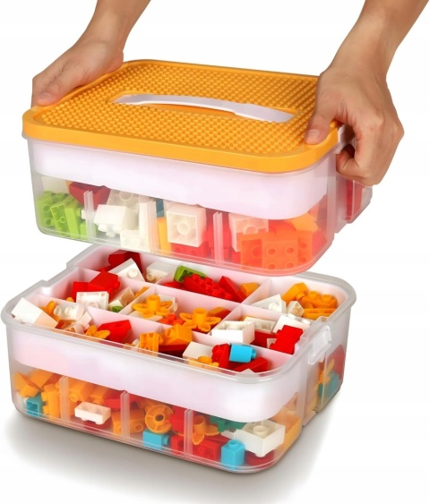 PUDEŁKO POJEMNIK NA LEGO zabawki klocki organizer z przegródkami 3 poziomy