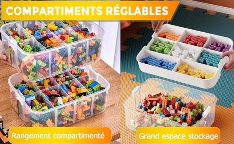 PUDEŁKO POJEMNIK NA LEGO zabawki klocki organizer z przegródkami 3 poziomy