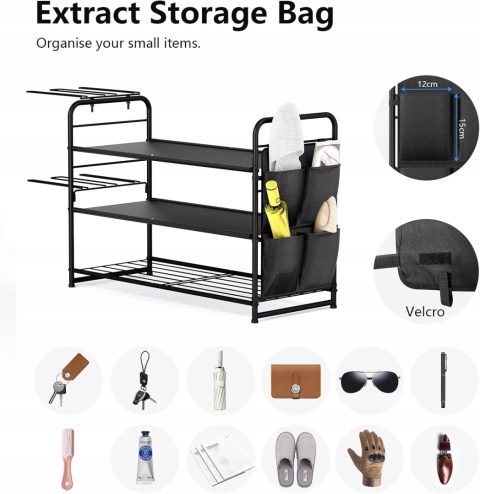 SZAFKA REGAŁ NA BUTY STOJAK organizer 3 poziomy do garderoby metalowy