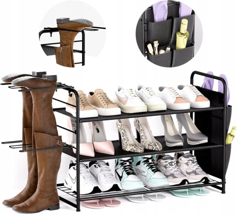 SZAFKA REGAŁ NA BUTY STOJAK organizer 3 poziomy do garderoby metalowy