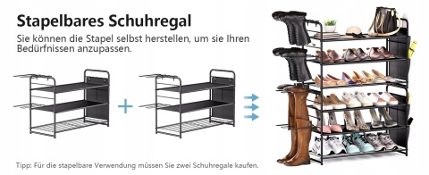 SZAFKA REGAŁ NA BUTY STOJAK organizer 3 poziomy do garderoby metalowy