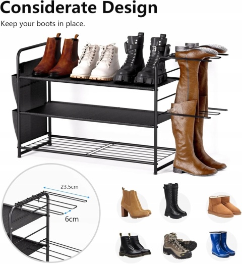SZAFKA REGAŁ NA BUTY STOJAK organizer 3 poziomy do garderoby metalowy