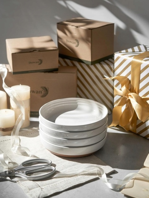 TALERZE GŁĘBOKIE NA ZUPĘ makarony obiadowe zestaw 4 sztuk ceramiczne 22 cm