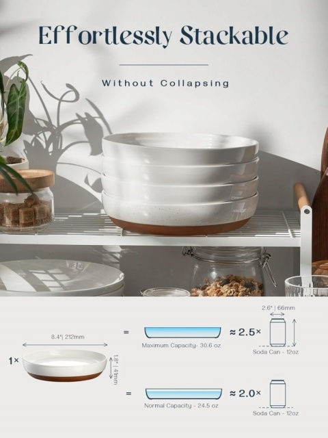 TALERZE GŁĘBOKIE NA ZUPĘ makarony obiadowe zestaw 4 sztuk ceramiczne 22 cm