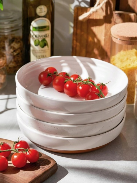 TALERZE GŁĘBOKIE NA ZUPĘ makarony obiadowe zestaw 4 sztuk ceramiczne 22 cm