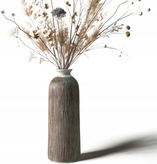 WAZON BOHO CERAMICZNY beżowy butelka na kwiaty wabi sabi 27 cm