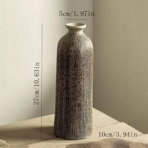 WAZON BOHO CERAMICZNY beżowy butelka na kwiaty wabi sabi 27 cm