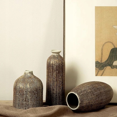 WAZON BOHO CERAMICZNY beżowy butelka na kwiaty wabi sabi 27 cm