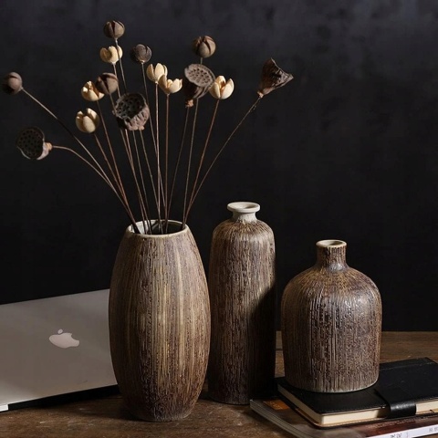 WAZON BOHO CERAMICZNY beżowy butelka na kwiaty wabi sabi 27 cm