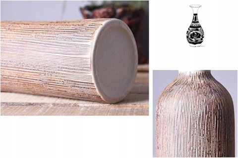 WAZON BOHO CERAMICZNY beżowy butelka na kwiaty wabi sabi 27 cm