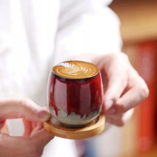 FILIŻANKA DO ESPRESSO ERBO 80 ml - Czerwona Ceramika Bez Ucha, Nowoczesna
