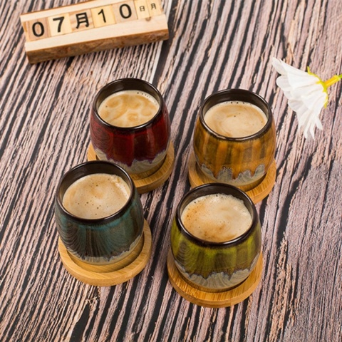 FILIŻANKA DO ESPRESSO ERBO 80 ml - Czerwona Ceramika Bez Ucha, Nowoczesna