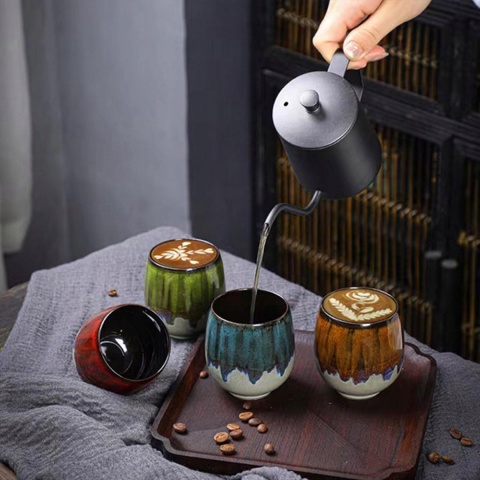 FILIŻANKA DO ESPRESSO ERBO 80 ml - Czerwona Ceramika Bez Ucha, Nowoczesna