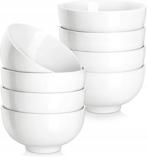 MISECZKI SALATERKI PORCELANOWE BIAŁE komplet 8 sztuk 300 ml miski