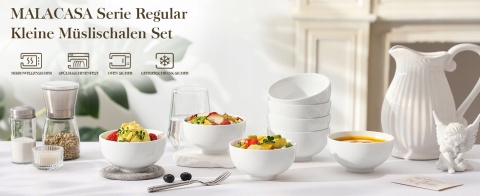 MISECZKI SALATERKI PORCELANOWE BIAŁE komplet 8 sztuk 300 ml miski