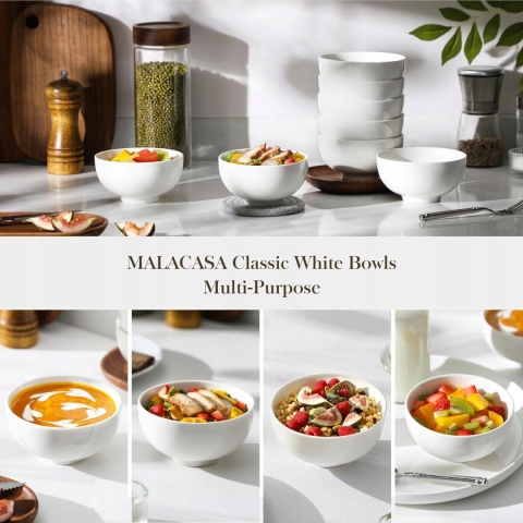 MISECZKI SALATERKI PORCELANOWE BIAŁE komplet 8 sztuk 300 ml miski
