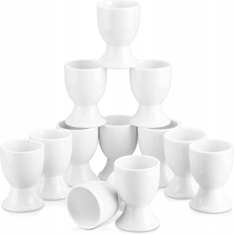 PODSTAWKI NA JAJKA kieliszki białe porcelanowe zestaw 12 sztuk do jajek