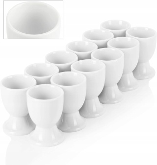PODSTAWKI NA JAJKA kieliszki białe porcelanowe zestaw 12 sztuk do jajek