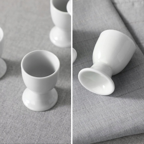 PODSTAWKI NA JAJKA kieliszki białe porcelanowe zestaw 12 sztuk do jajek