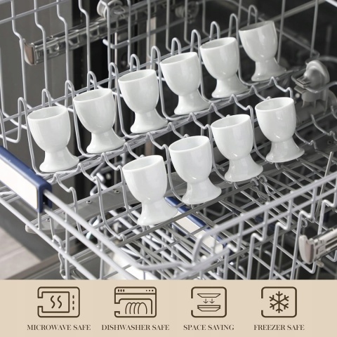 PODSTAWKI NA JAJKA kieliszki białe porcelanowe zestaw 12 sztuk do jajek