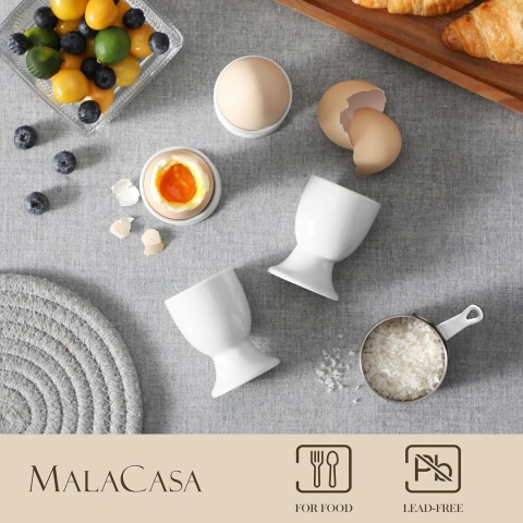 PODSTAWKI NA JAJKA kieliszki białe porcelanowe zestaw 12 sztuk do jajek