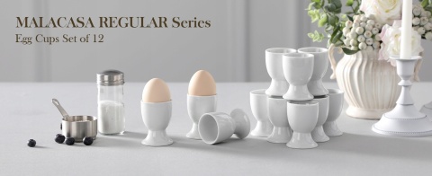 PODSTAWKI NA JAJKA kieliszki białe porcelanowe zestaw 12 sztuk do jajek