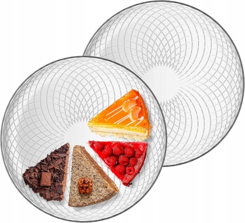 TALERZ DESEROWY DUŻY SZKLANY PATERA zestaw 2 sztuk na tort ciasto