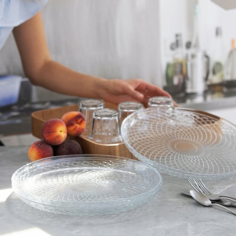 TALERZ DESEROWY DUŻY SZKLANY PATERA zestaw 2 sztuk na tort ciasto