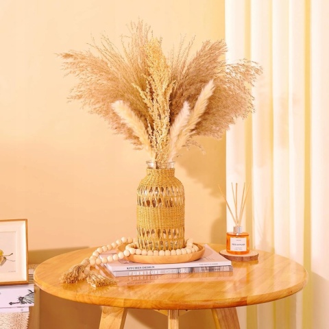 WAZON SZKLANY pleciony rattanowy ZESTAW 2 szt butelka boho rustykalny